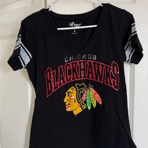 Black V-Neck Chicago Blackhawks Tee